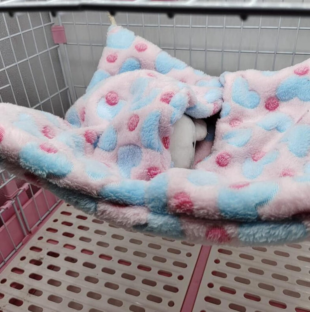 Small Animal Hanging Hammock, Pet Hanging Nap Sack Sleep Bag Bed, Cage Hammock Beds for Ferret Guinea-Pig Sugar Glider Hamster Rat Mice Chinchilla Flying Gerbil and Squirrel (Pink)