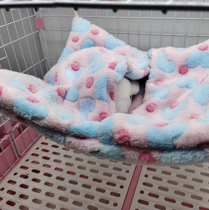Small Animal Hanging Hammock, Pet Hanging Nap Sack Sleep Bag Bed, Cage Hammock Beds for Ferret Guinea-Pig Sugar Glider Hamster Rat Mice Chinchilla Flying Gerbil and Squirrel (Pink)