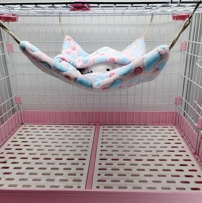 Small Animal Hanging Hammock, Pet Hanging Nap Sack Sleep Bag Bed, Cage Hammock Beds for Ferret Guinea-Pig Sugar Glider Hamster Rat Mice Chinchilla Flying Gerbil and Squirrel (Pink)