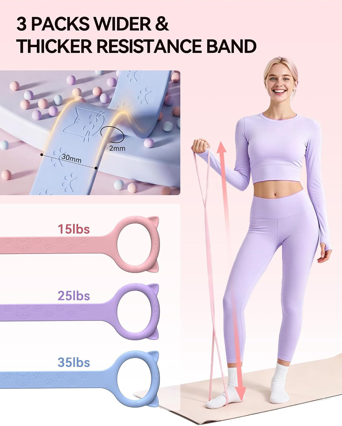 Figure 8 Resistance Bands with Handles,Silicone Exercise Band Set