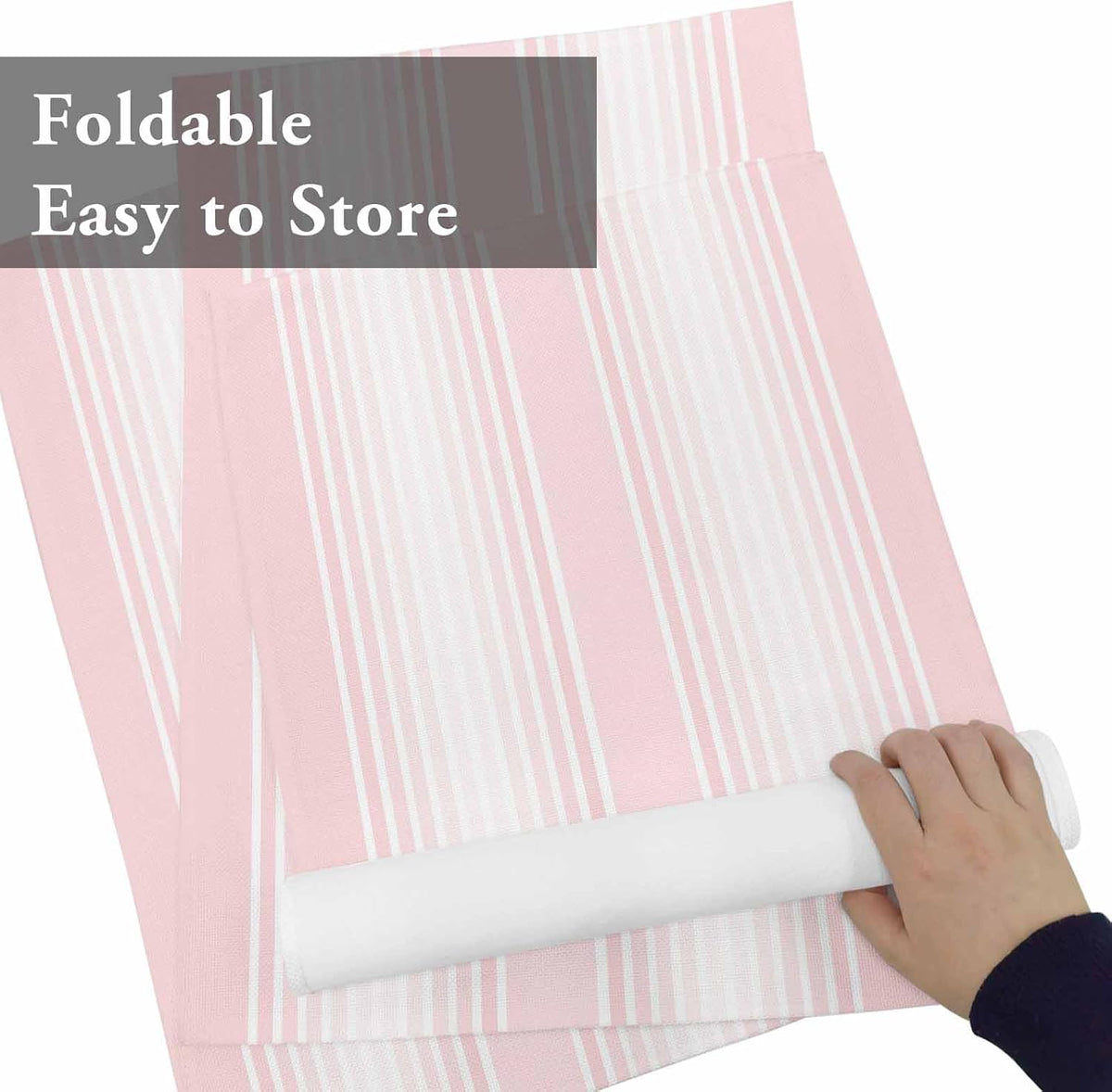 Pink Striped Placemats Set of 6, Cotton Linen Fabric Place Mats, Pink Ombre Farmhouse Stripes Washable Decorative Table Mats Protector for Home Kitchen Dining Wedding Party Coffee Tables
