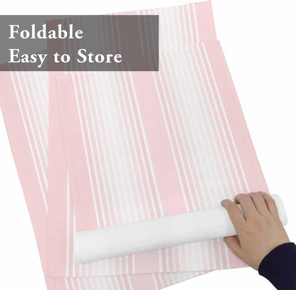Pink Striped Placemats Set of 6, Cotton Linen Fabric Place Mats, Pink Ombre Farmhouse Stripes Washable Decorative Table Mats Protector for Home Kitchen Dining Wedding Party Coffee Tables