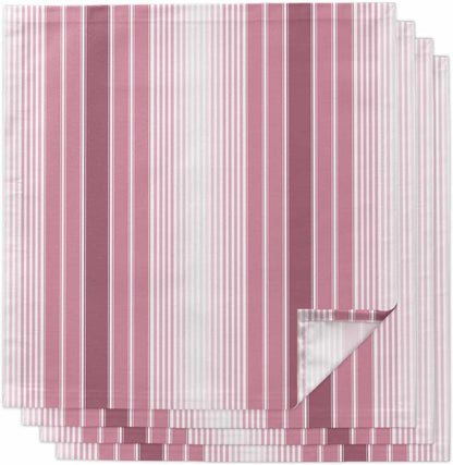Pink Ombre Stripe Kitchen Dinner Napkins Set of 4, Farmhouse Simple Striped Cloth Washable Table Napkins for Weddings Cocktail Parties Holiday Table Decor 20x20 Inch