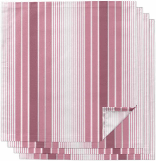 Pink Ombre Stripe Kitchen Dinner Napkins Set of 4, Farmhouse Simple Striped Cloth Washable Table Napkins for Weddings Cocktail Parties Holiday Table Decor 20x20 Inch