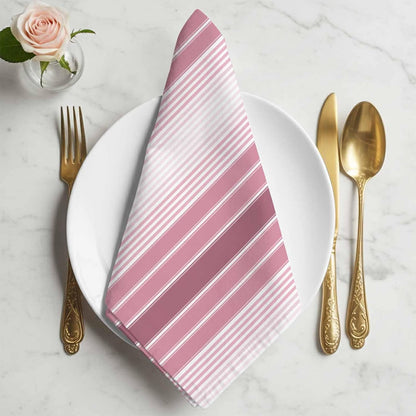 Pink Ombre Stripe Kitchen Dinner Napkins Set of 4, Farmhouse Simple Striped Cloth Washable Table Napkins for Weddings Cocktail Parties Holiday Table Decor 20x20 Inch