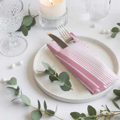 Pink Ombre Stripe Kitchen Dinner Napkins Set of 4, Farmhouse Simple Striped Cloth Washable Table Napkins for Weddings Cocktail Parties Holiday Table Decor 20x20 Inch