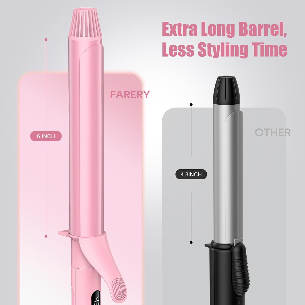 Long Barrel Curling Iron 1 1/4 inch, 1.25 Inch Curling Iron for Thin Hair, Infused Argan Oil & Keratin, 11 Adjustable Temp, Include Clips & Silicone Pad, Pink