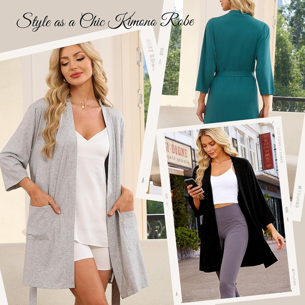 Womens Tencel Cotton Robe Soft Short Lightweight Bathrobe