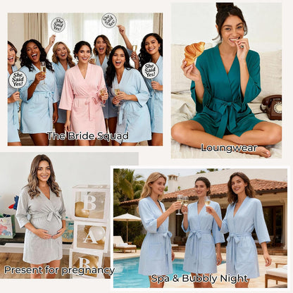 Womens Tencel Cotton Robe Soft Short Lightweight Bathrobe