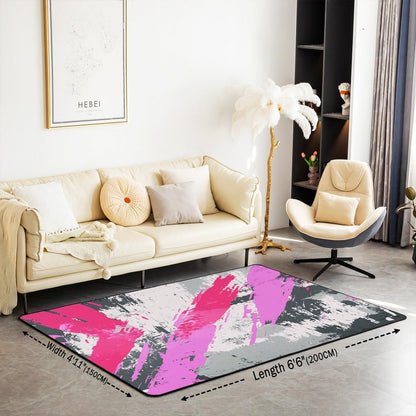 Peach Pink Abstract Area Rug 3x5 Modern Art Geometric Living Room Rugs for Bedroom Minimalist Decor Carpet Soft Lightweight Polyester Bedroom Decor
