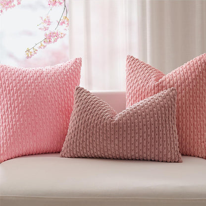Soft Corduroy 14"x22" Lumbar Pillow Cover 1 Pack, Pink