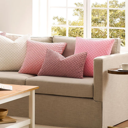 Soft Corduroy 14"x22" Lumbar Pillow Cover 1 Pack, Pink