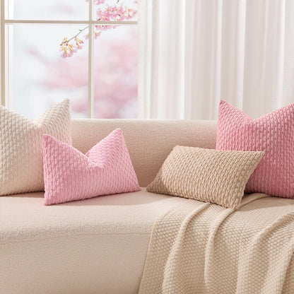 Soft Corduroy 14"x22" Lumbar Pillow Cover 1 Pack, Pink