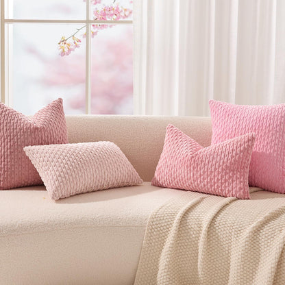 Soft Corduroy 14"x22" Lumbar Pillow Cover 1 Pack, Pink