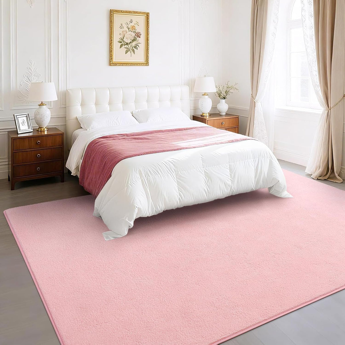 BENRON Soft Rugs for Living Room 5x7 Pink, Minimalist Area Rug for Bedroom