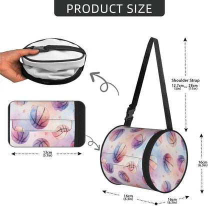 Round Tissue Holder Bag Car Hanging Tissue Boxes Cover with Adjustable Strap Foldable Roll Storage Bags with Zipper Tissues Case Organizer for Home Decor Toilet Office(Pink Basketball)