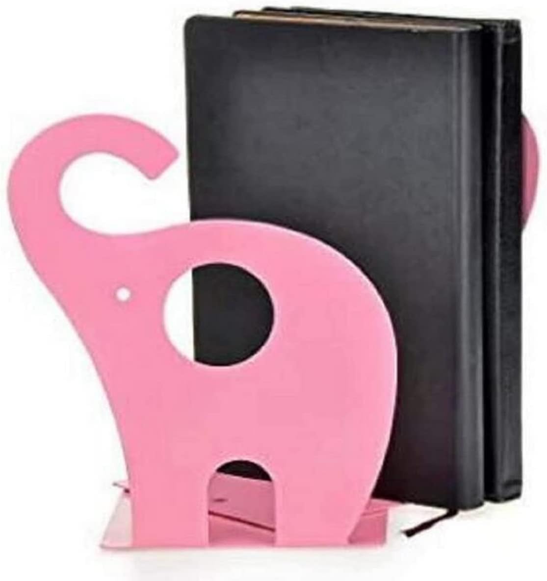 one Pair Cute Cartoon Elephant Nonskid Bookends Art Bookend Metal Bookends (Pink)