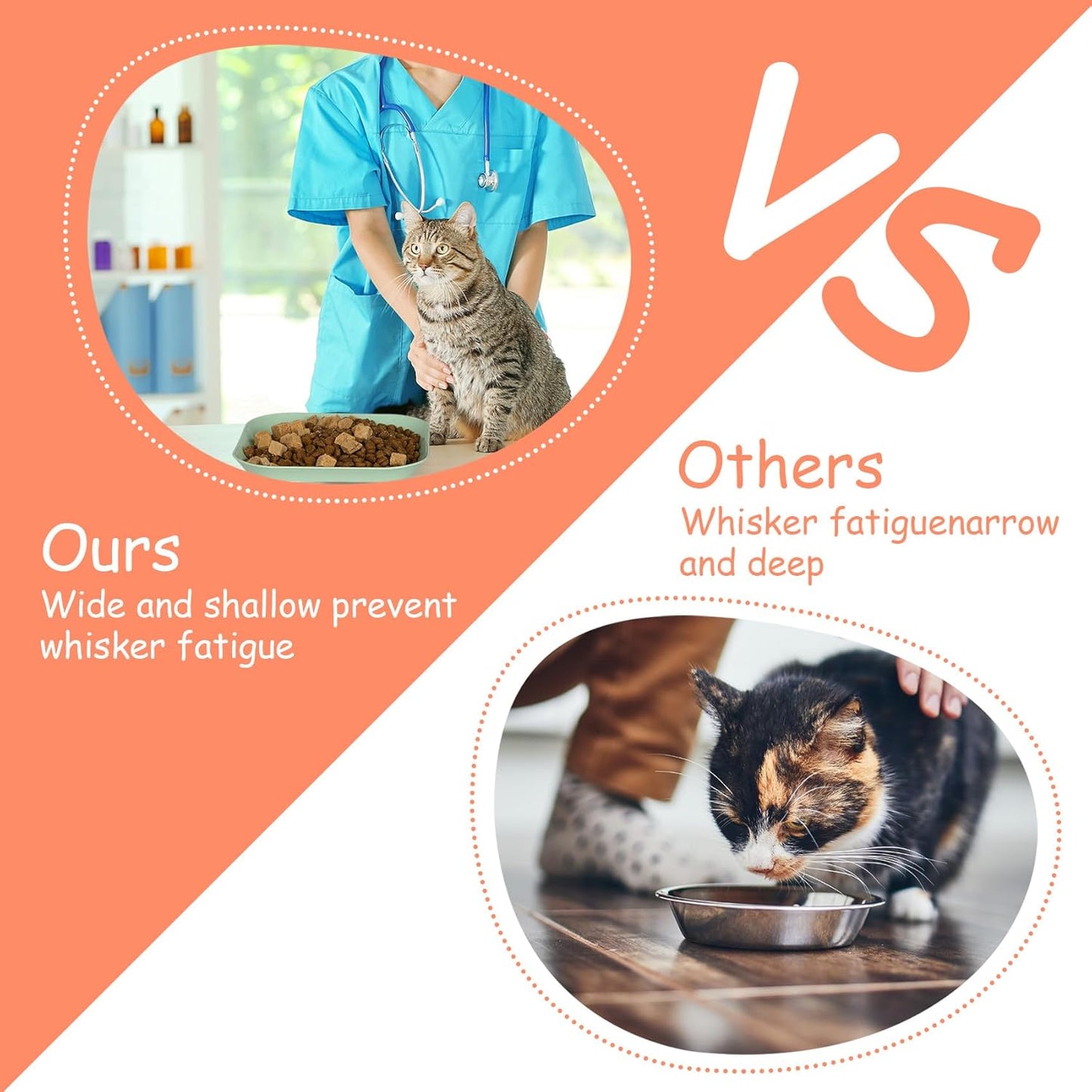 Whisker Fatigue Cat Bowls, 6 Inch Shallow Cat Food Bowl, Wide Pet Dishes for Indoor Cats Kittens and Short Legged Cats (4Pcs)