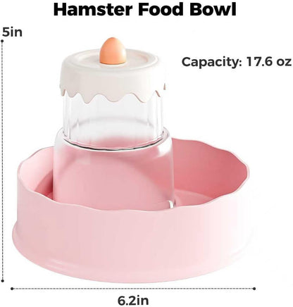 Hamster Food Bowl - Automatic Guinea Pig Feeder No Spill Storage Small Pet Food Dispenser for Gerbil, Rat, Chinchilla, Ferret, Hedgehog