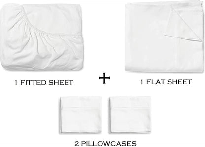 Full Size Sheet Set - 15 Inch Deep Pockets 1000 TC, 4 Piece Sheets Set Breathable & Cooling - Extra Soft, Easy-Fit Bed Sheets - Bedding Sheets & Pillowcases (Full, Peach Stripe)