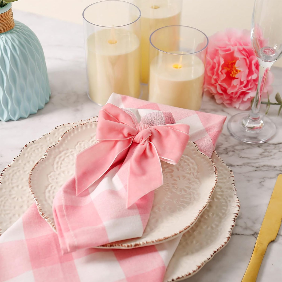 Chic Velvet Bow Napkin Rings Set of 8, Pink Butterfly Napkin Rings Holders for Summer Family Gathering Banquet Party Holiday Home Table Dinning Setting(Pink Bow)