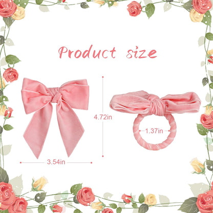 Chic Velvet Bow Napkin Rings Set of 8, Pink Butterfly Napkin Rings Holders for Summer Family Gathering Banquet Party Holiday Home Table Dinning Setting(Pink Bow)