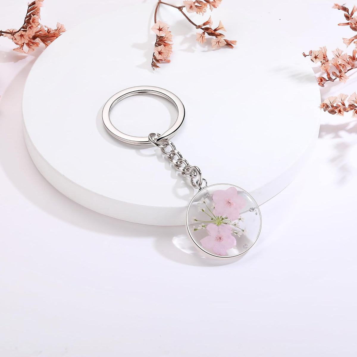 Pressed Flower Keychain Charms | Forget-Me-Not Keychain | Personalized Handmade Keychain | Easter Gifts for Her