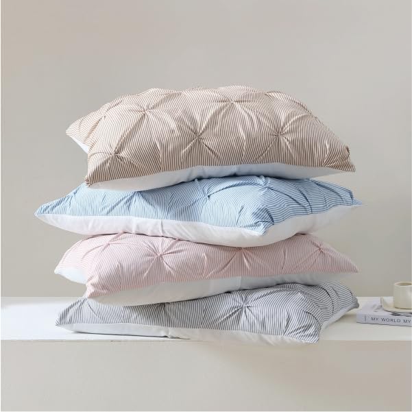 Full/Queen Comforter Set, Ruched 3D Floral Pintuck, Pink