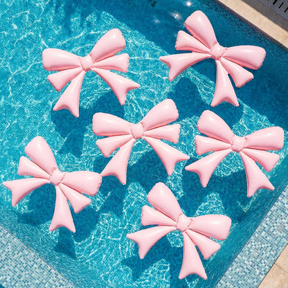 6 Pcs Inflatable Pink Bow Pool Floats Party Decor