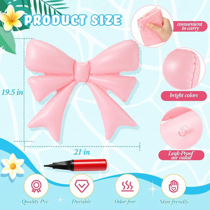 6 Pcs Inflatable Pink Bow Pool Floats Party Decor