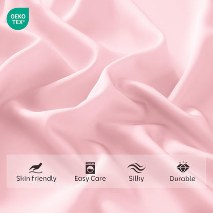 Satin Sheet Sets, 4 Piece Queen Size Silk Like Bed Sheets Set