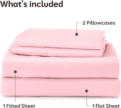 Satin Sheet Sets, 4 Piece Queen Size Silk Like Bed Sheets Set