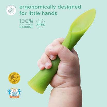 Silicone Baby Spoons, Baby Led Weaning, 2pk (Coral/Lilac)