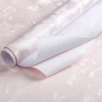 118"x15.7" Pink Wallpaper Embossed Floral Peel and Stick Wallpaper
