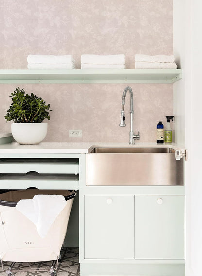 118"x15.7" Pink Wallpaper Embossed Floral Peel and Stick Wallpaper
