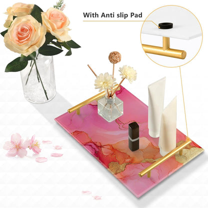 Marble Hot Pink Peach Decorative Trays with Handles with Handles Trays for Serving Food for Jewelry Perfume for Drink Serving bandejas para desayuno baratas
