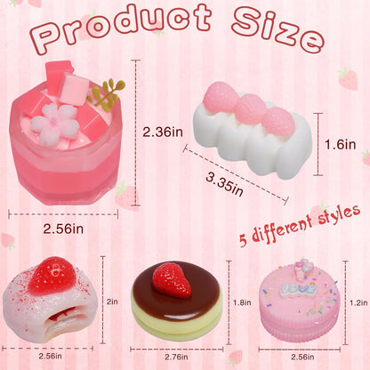 5 Pcs Handmade Taba Squishies Toy, Ultra-Realistic Dessert Cookie Look Sticky Squishy Toys for Stress Relief Squishies Fidget Toys for Party Favors OPP Packaging