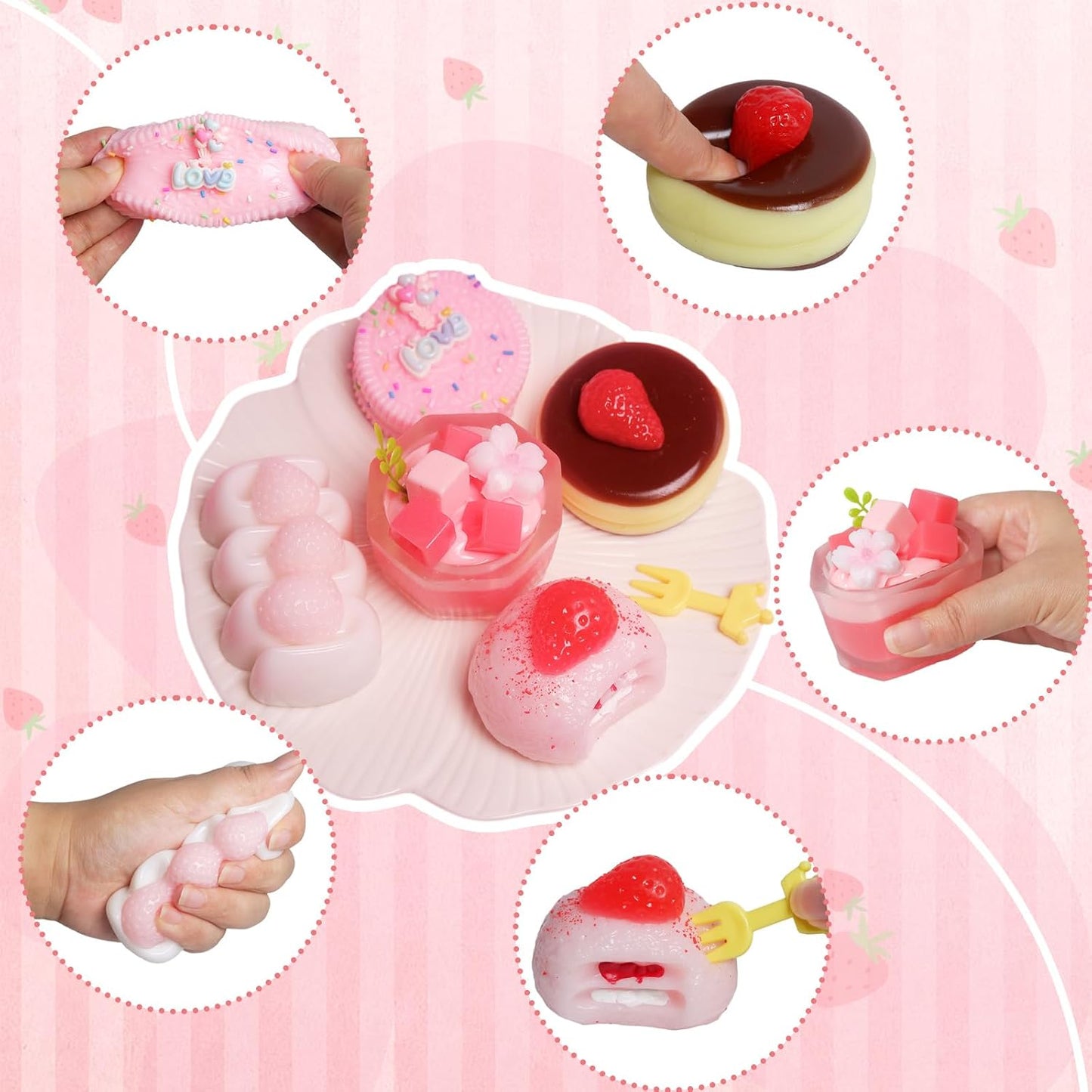 5 Pcs Handmade Taba Squishies Toy, Ultra-Realistic Dessert Cookie Look Sticky Squishy Toys for Stress Relief Squishies Fidget Toys for Party Favors OPP Packaging