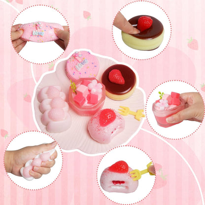5 Pcs Handmade Taba Squishies Toy, Ultra-Realistic Dessert Cookie Look Sticky Squishy Toys for Stress Relief Squishies Fidget Toys for Party Favors OPP Packaging