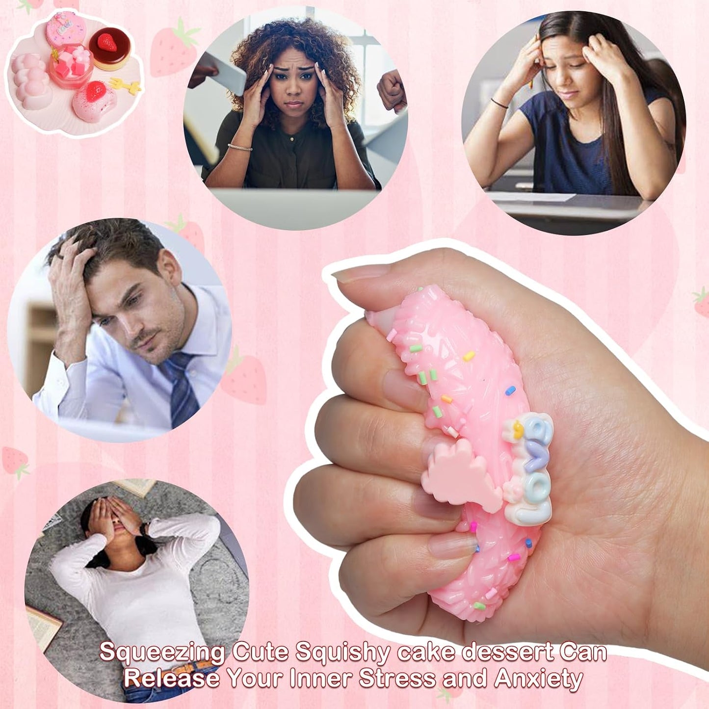 5 Pcs Handmade Taba Squishies Toy, Ultra-Realistic Dessert Cookie Look Sticky Squishy Toys for Stress Relief Squishies Fidget Toys for Party Favors OPP Packaging