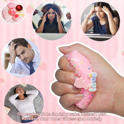 5 Pcs Handmade Taba Squishies Toy, Ultra-Realistic Dessert Cookie Look Sticky Squishy Toys for Stress Relief Squishies Fidget Toys for Party Favors OPP Packaging