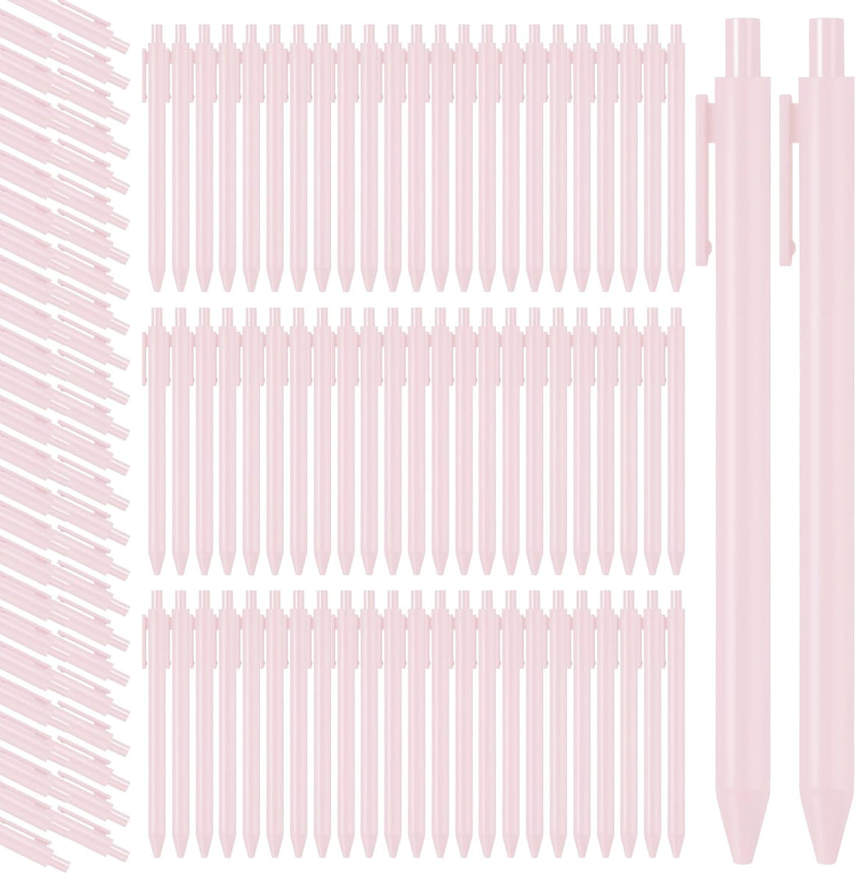 100 Pcs Ballpoint Pens Retractable Comfortable Cute Stylish Writing Pens in Medium Point 1.0 mm for Office Supplies(Pale Pink)