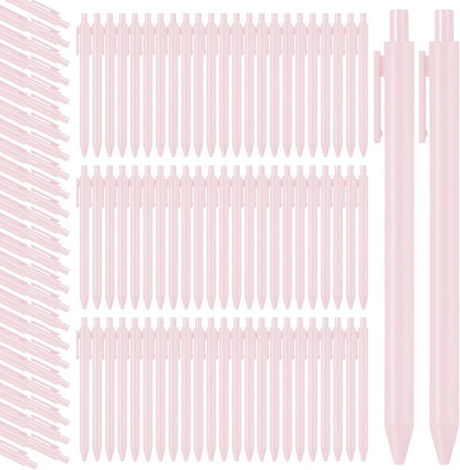 100 Pcs Ballpoint Pens Retractable Comfortable Cute Stylish Writing Pens in Medium Point 1.0 mm for Office Supplies(Pale Pink)
