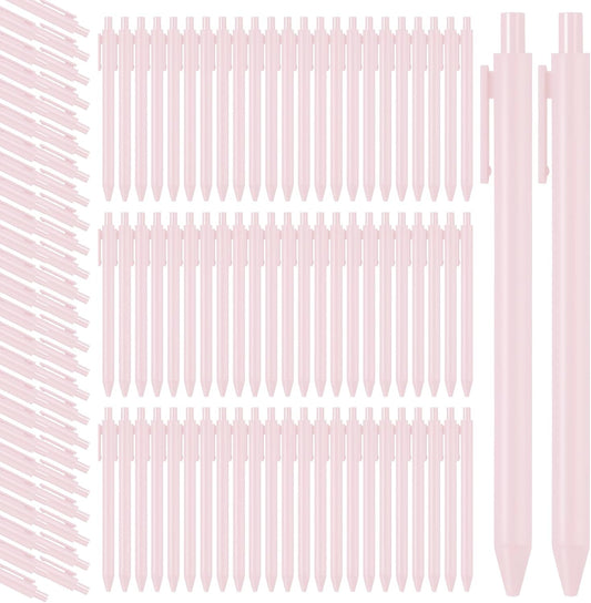 100 Pcs Ballpoint Pens Retractable Comfortable Cute Stylish Writing Pens in Medium Point 1.0 mm for Office Supplies(Pale Pink)