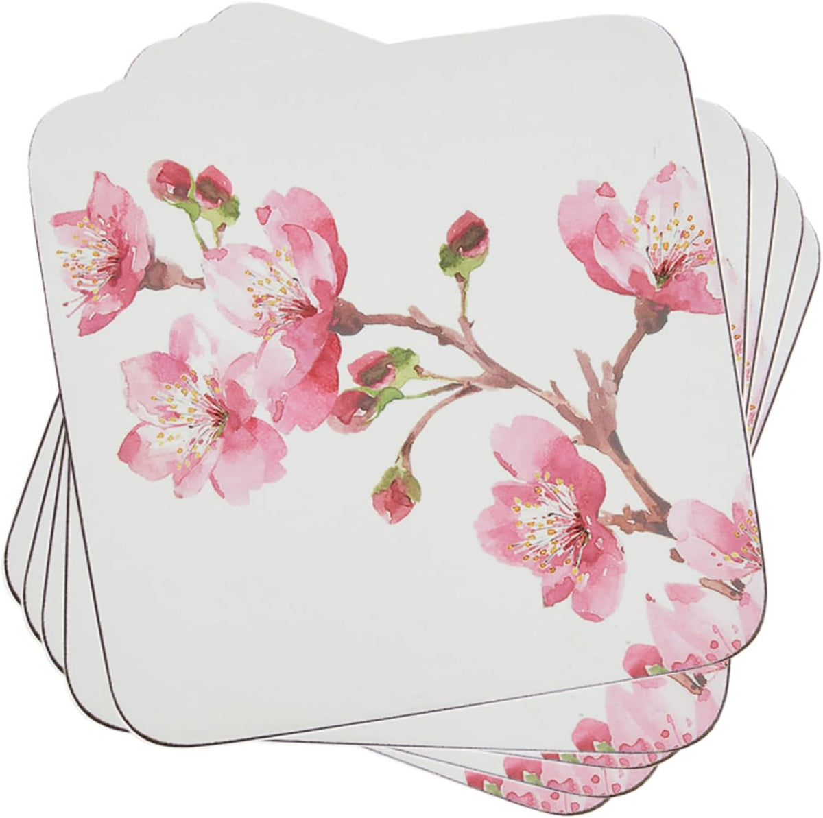 – Pink Blossom – Portmeirion Pink Blossom Coasters – PinkWhite, Set of 6