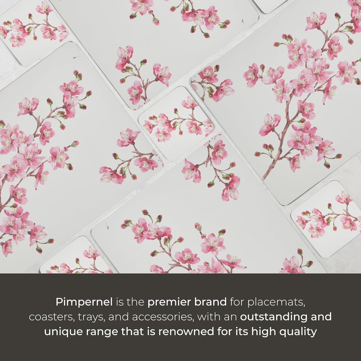 – Pink Blossom – Portmeirion Pink Blossom Coasters – PinkWhite, Set of 6