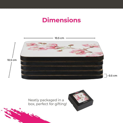 – Pink Blossom – Portmeirion Pink Blossom Coasters – PinkWhite, Set of 6