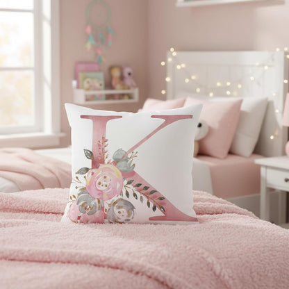 Pink Throw Pillow Covers Cute Alphabet Decorative Cushion Covers Square Letter Throw Pillows Protectors for Sofa Couch Bedroom Chair Home Decor 18 x 18 Inch(X)