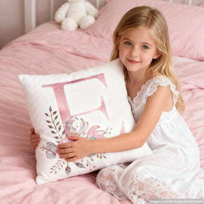Pink Throw Pillow Covers Cute Alphabet Decorative Cushion Covers Square Letter Throw Pillows Protectors for Sofa Couch Bedroom Chair Home Decor 18 x 18 Inch(X)