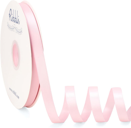 Light Pink Satin Ribbon Double Faced Satin 1/2 Inch x Continuous 100 Yards-Baby Pink Ribbon for Gift Wrapping Crafts Wedding Decoration Bows Bouquet Floral Arrangement